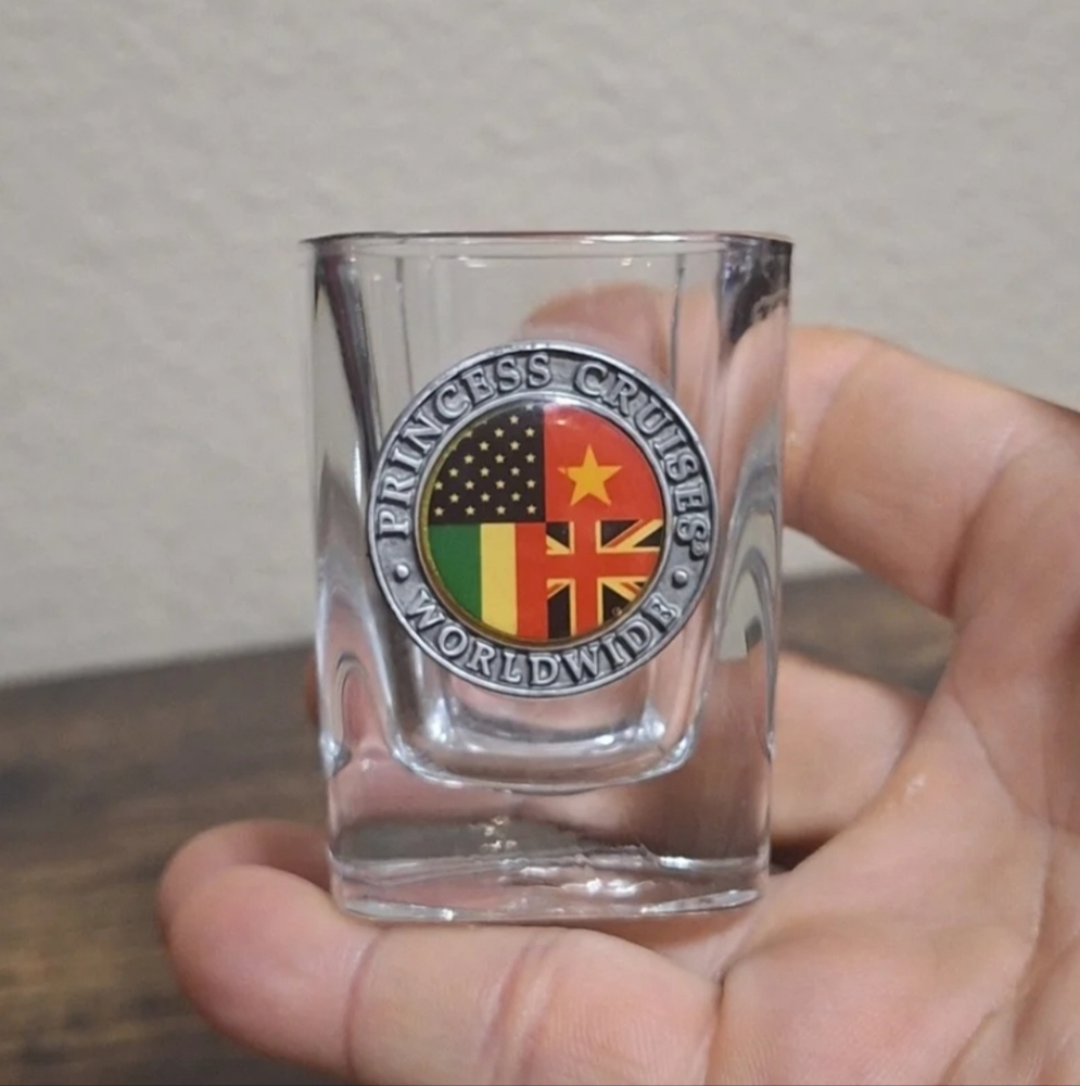 Vintage 1990s Rare & HTF Princess Cruises Worldwide 3D Embossed Clear Shot Glass